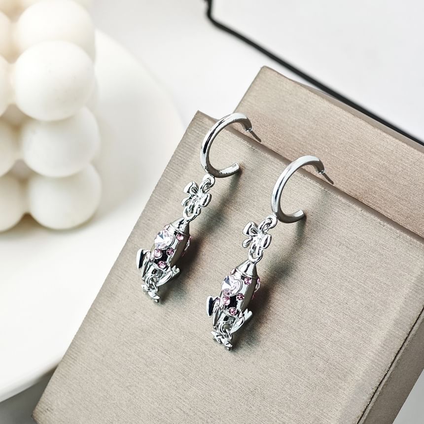 Rhinestone Rocket Hoop Drop Earring