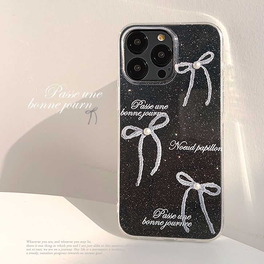 Faux Case Phone Bow Pearl