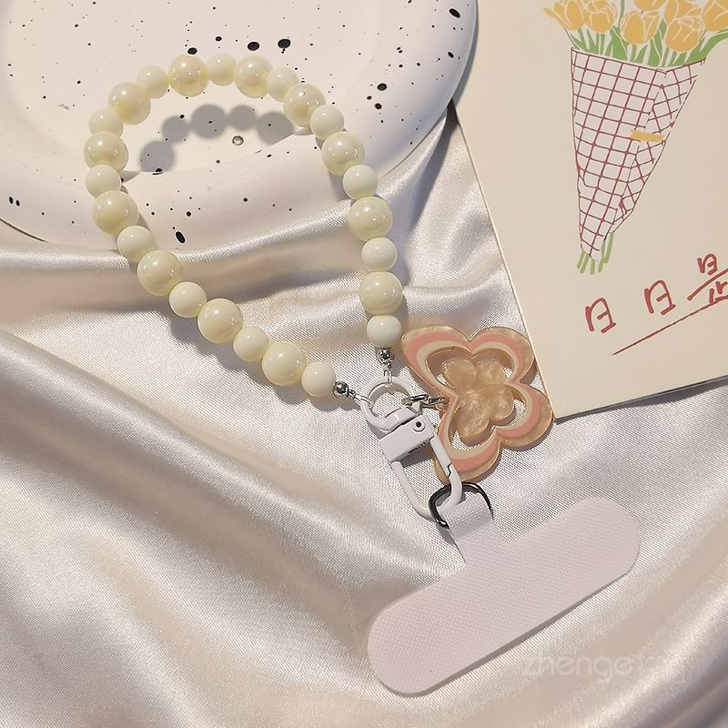 Butterfly Bead Phone Strap with Lanyard Pad