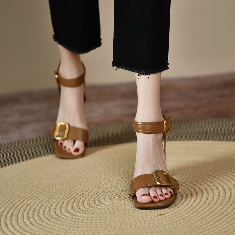 Sandals Heel Buckled Block
