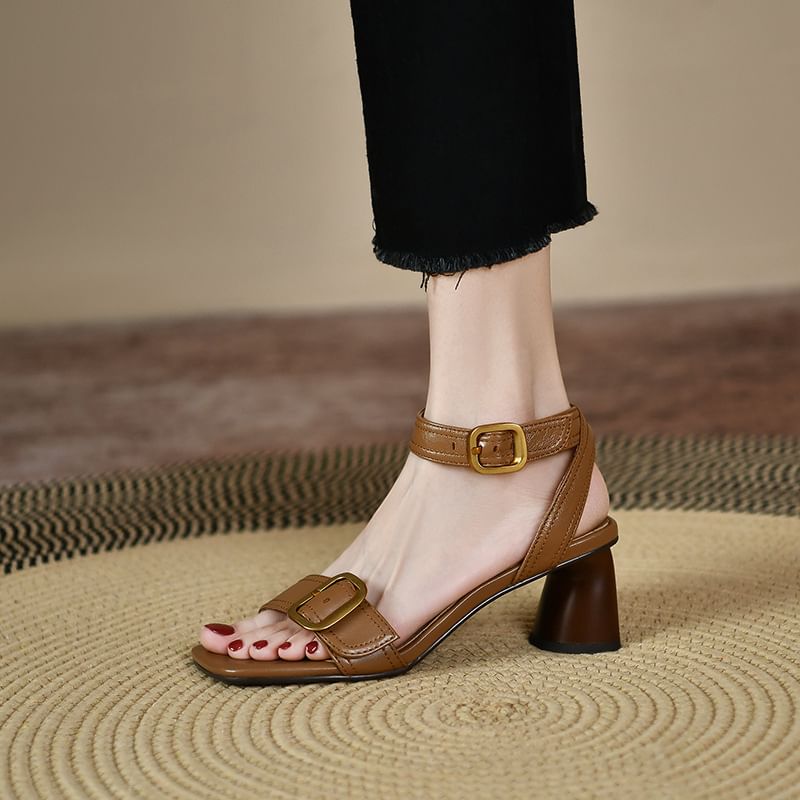 Sandals Heel Buckled Block