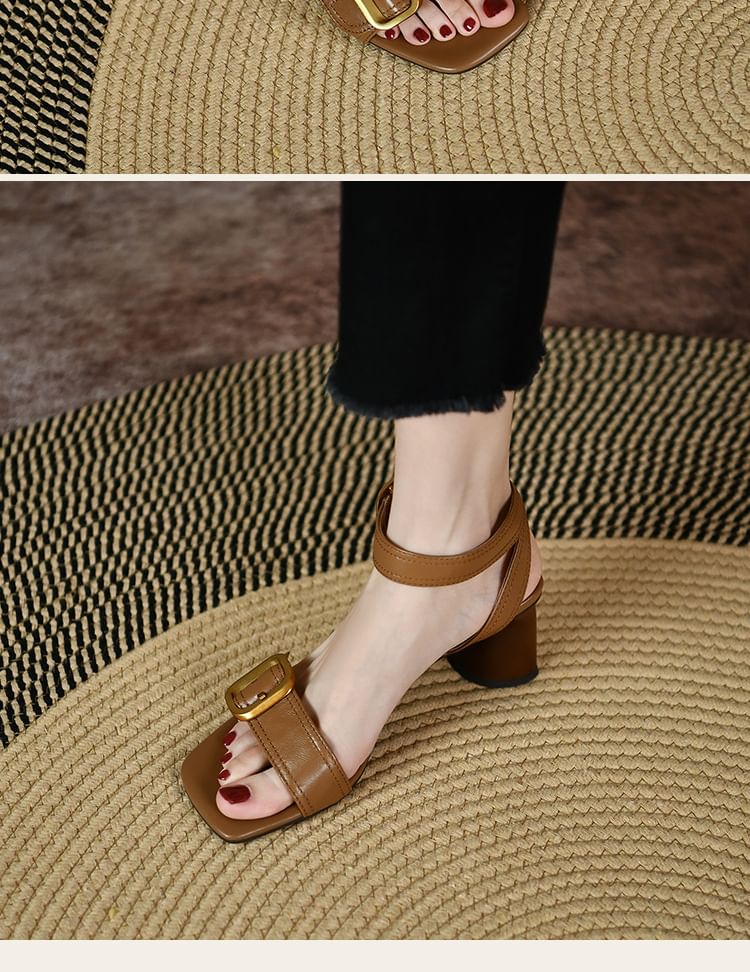 Sandals Heel Buckled Block