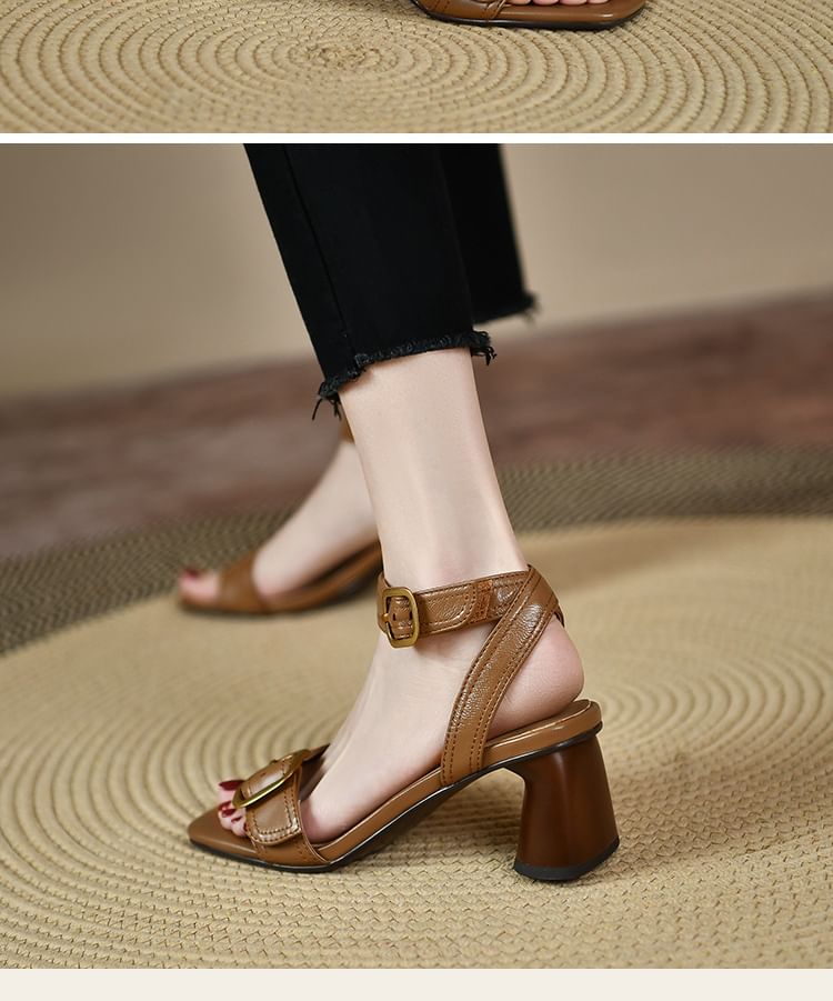Sandals Heel Buckled Block