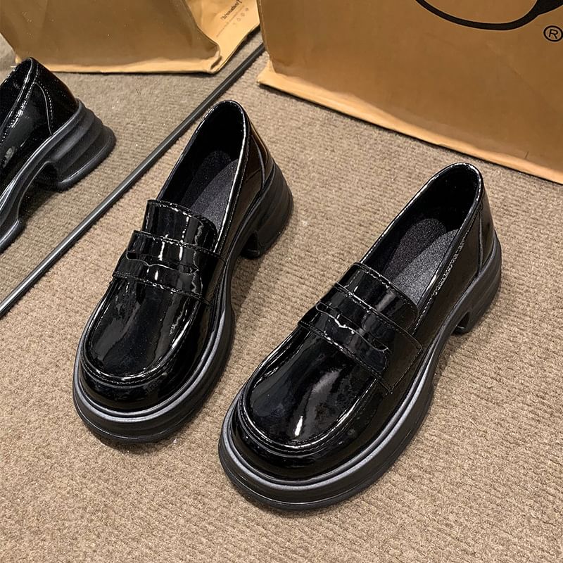 Platform Loafers Faux Leather