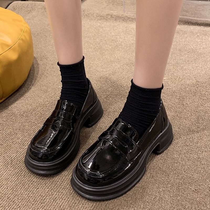 Platform Loafers Faux Leather