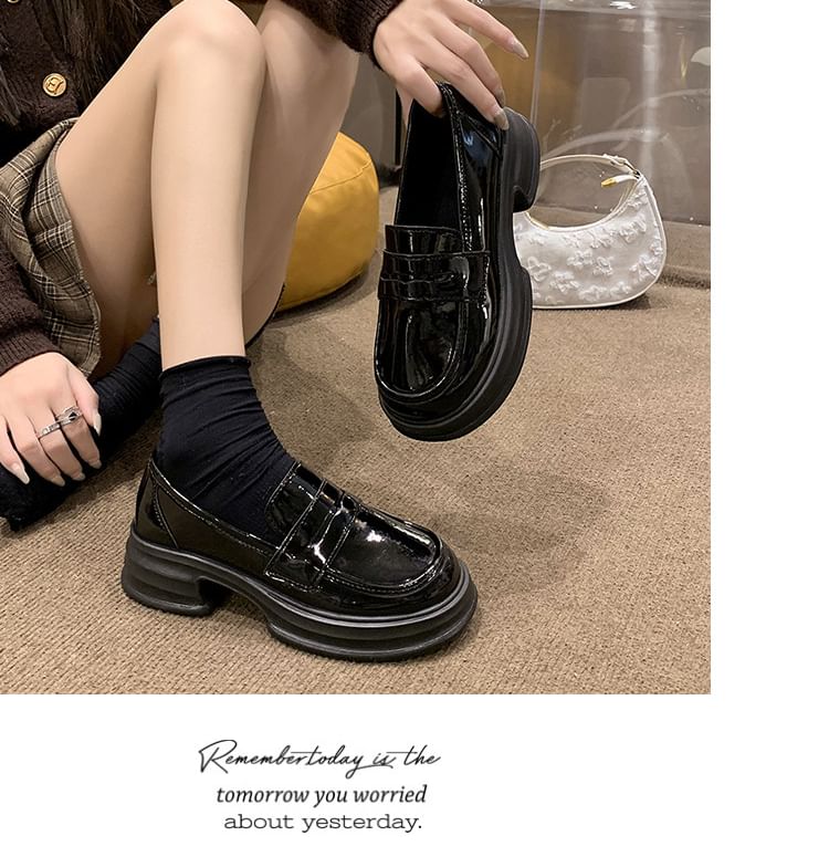 Platform Loafers Faux Leather