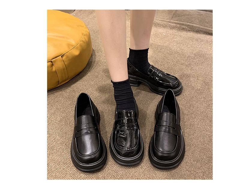 Platform Loafers Faux Leather