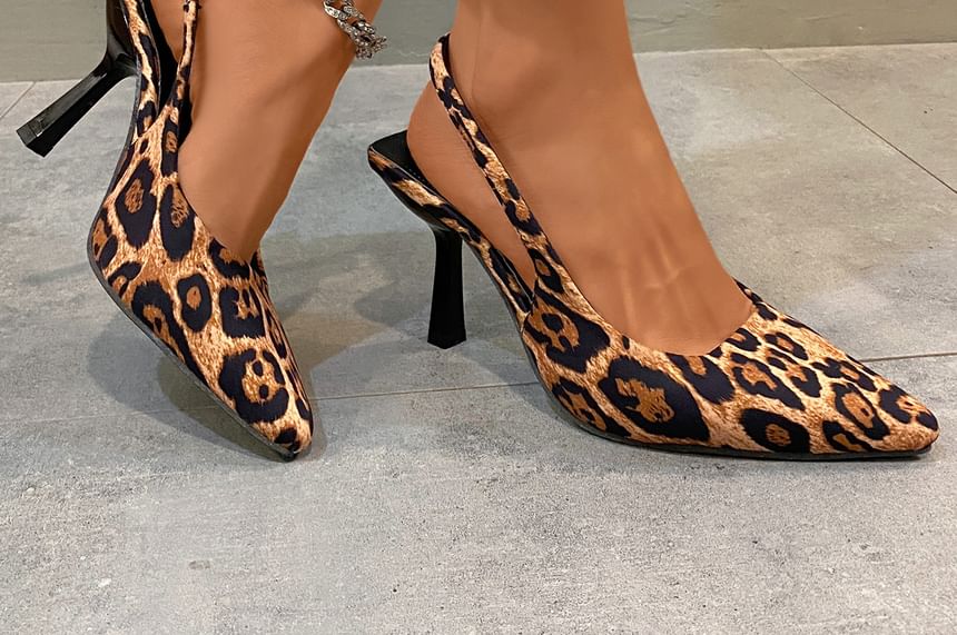 Leopard Slingback Print Heel Mules Kitten