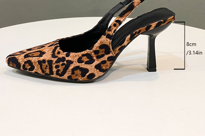Leopard Slingback Print Heel Mules Kitten