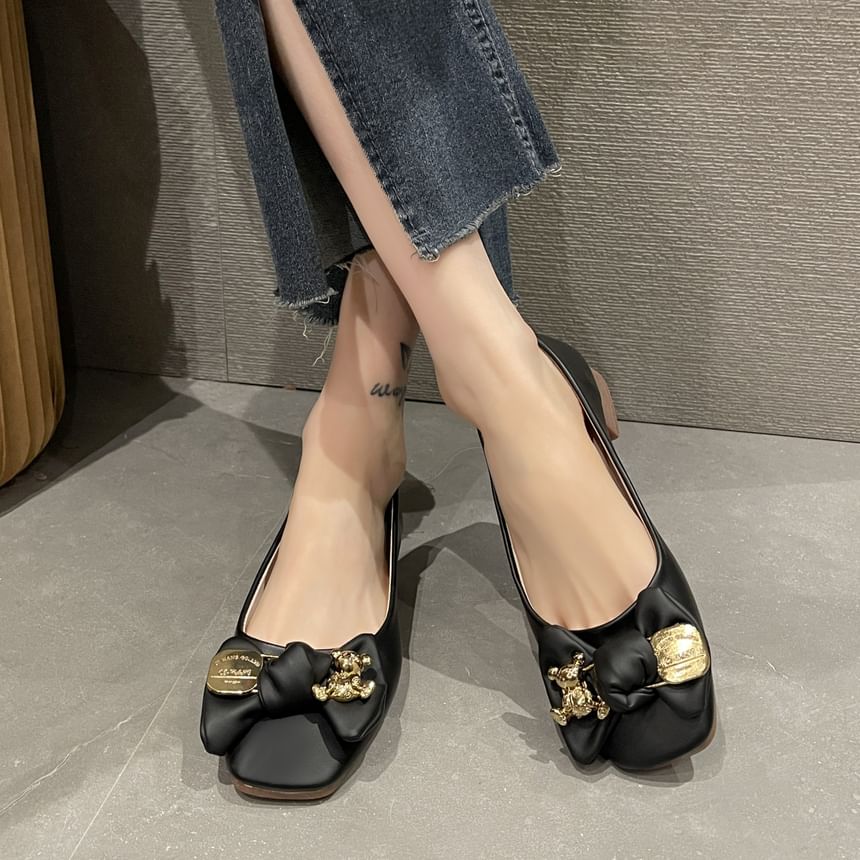 Accent Square Toe Flats Bow