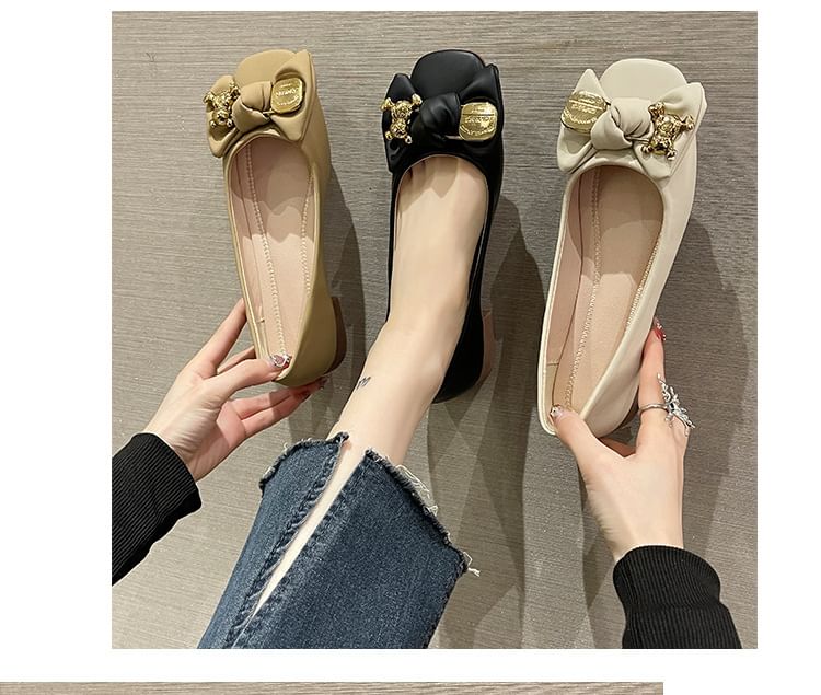 Accent Square Toe Flats Bow