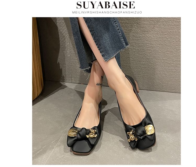 Accent Square Toe Flats Bow