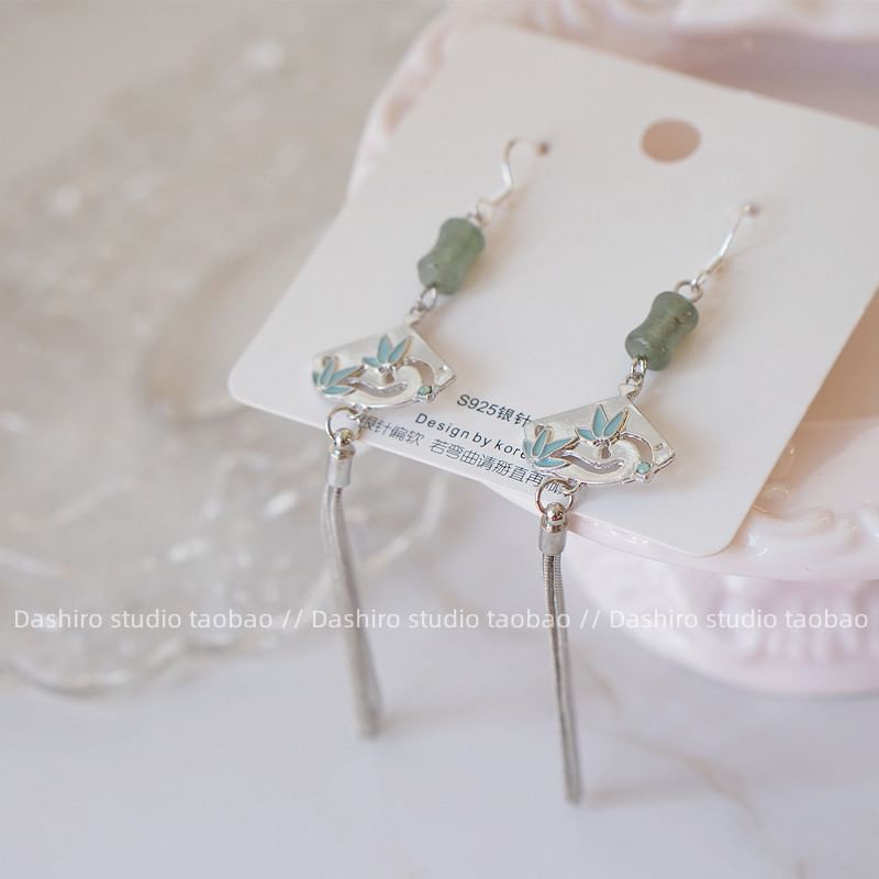 Fan Gemstone Earring Dangle Alloy Faux
