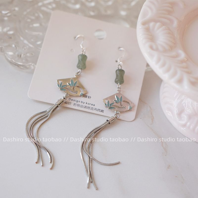 Fan Gemstone Earring Dangle Alloy Faux