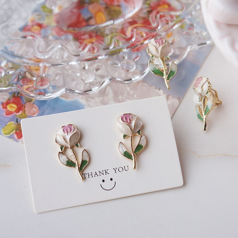 Earring Alloy Stud Floral