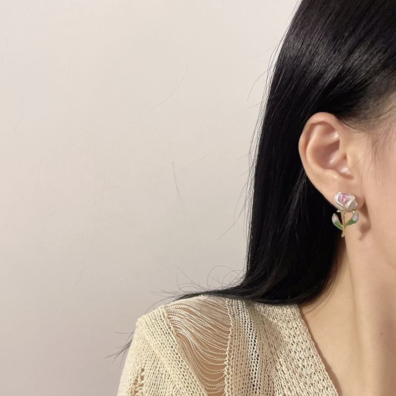 Earring Alloy Stud Floral