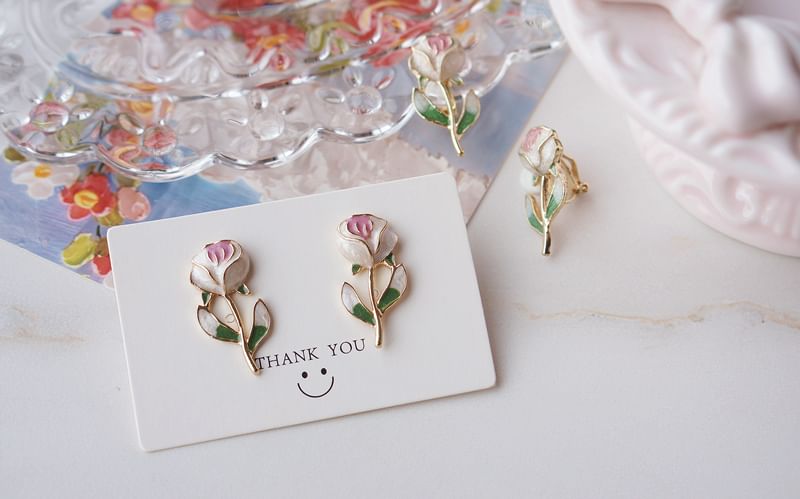Earring Alloy Stud Floral