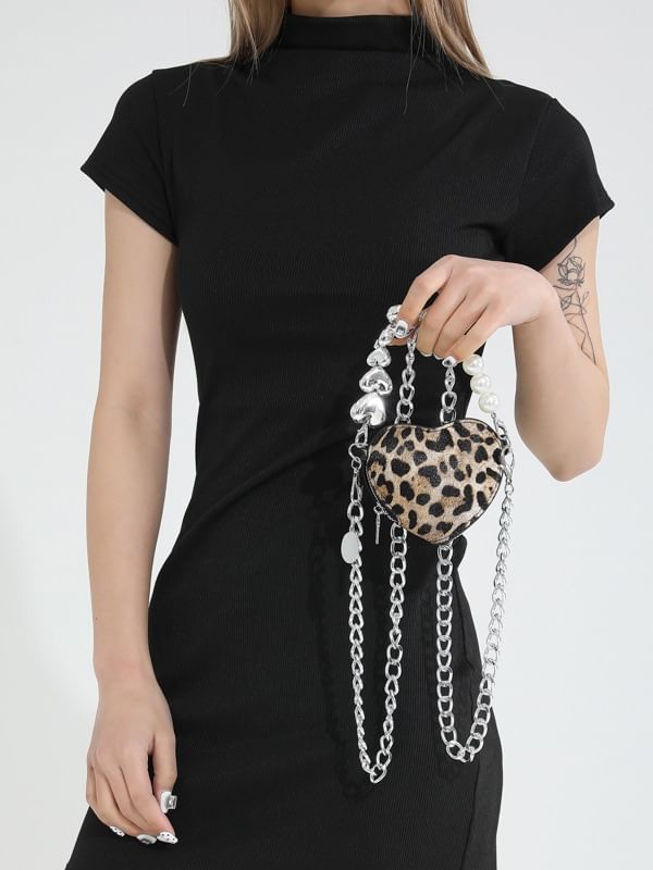 Leopard Heart Print Bag Crossbody