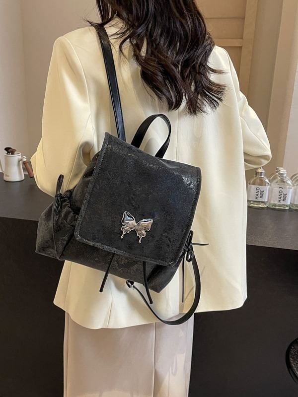 Backpack Studded Flap Butterfly Multi-Pocket