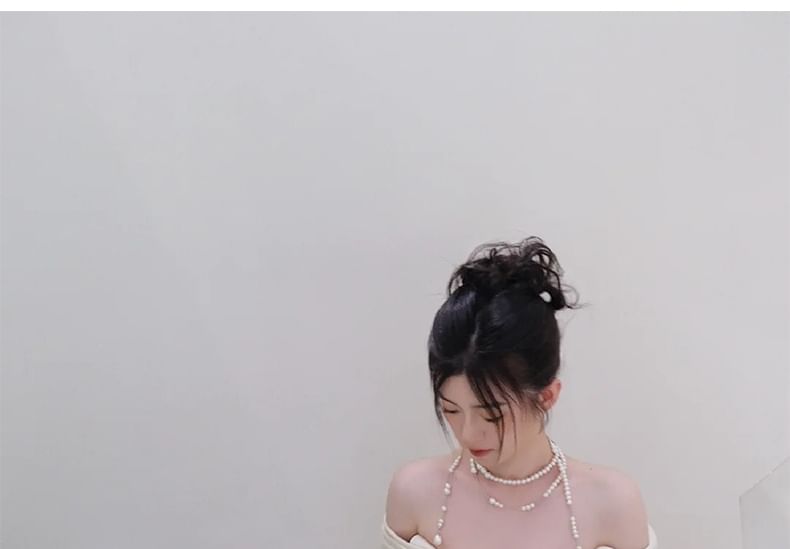 Off Shoulder Plain Ruched Satin A-Line Wedding Gown