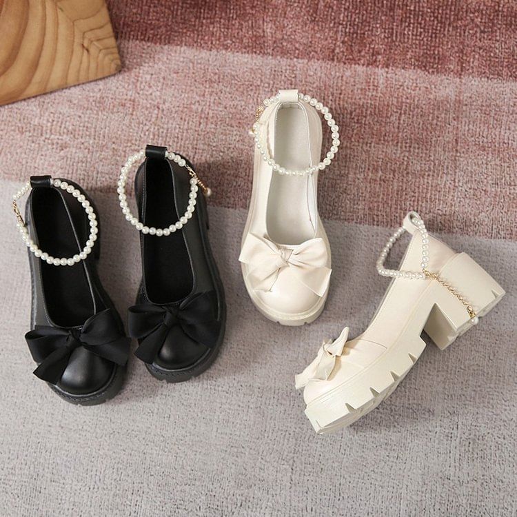Accent Platform Mary Jane Shoes Bow