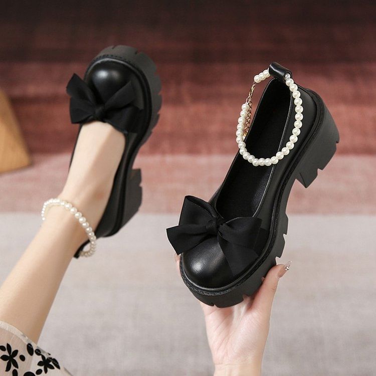 Accent Platform Mary Jane Shoes Bow