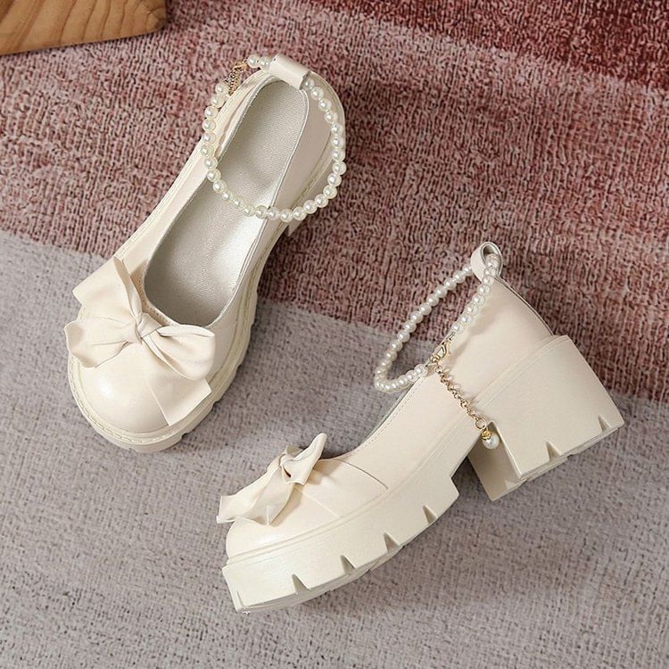 Accent Platform Mary Jane Shoes Bow