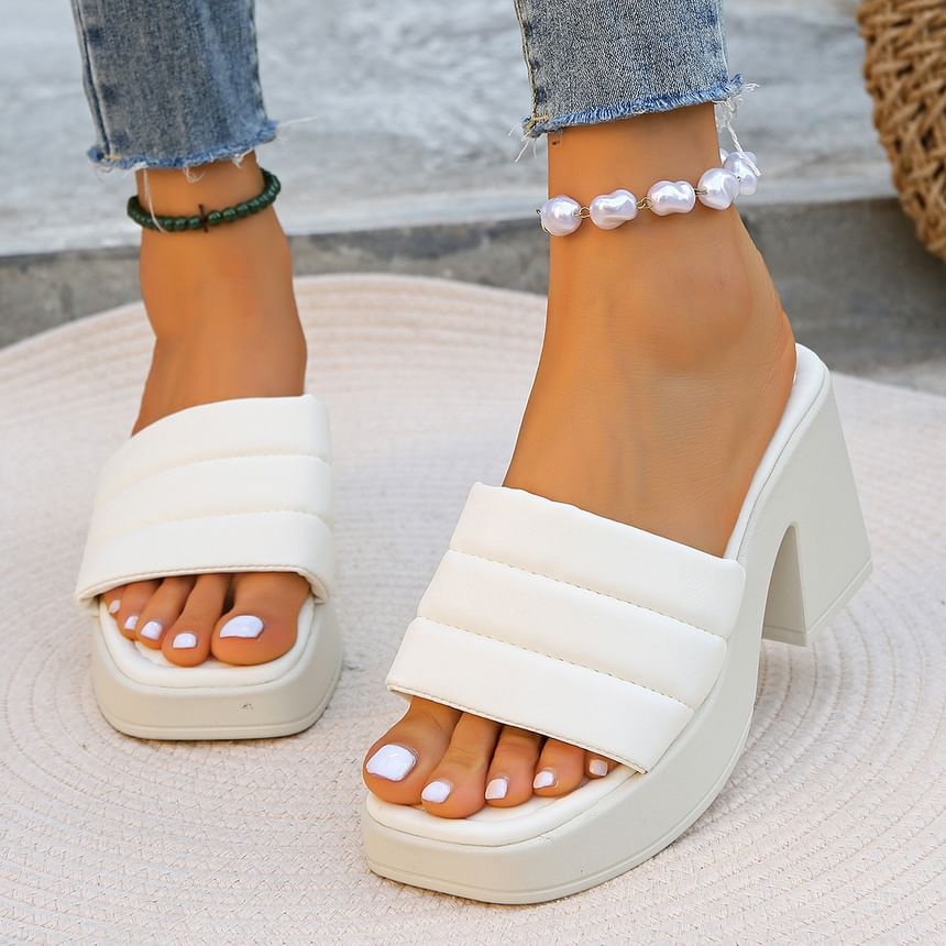 Sandals Slide Block Plain Heel