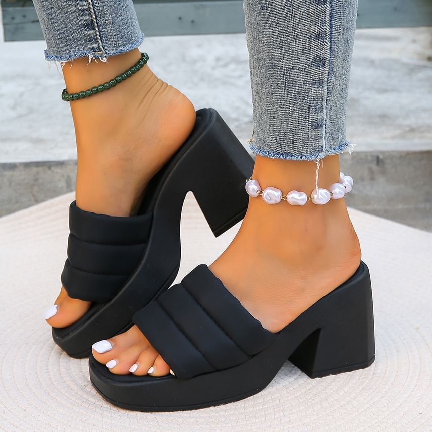 Sandals Slide Block Plain Heel