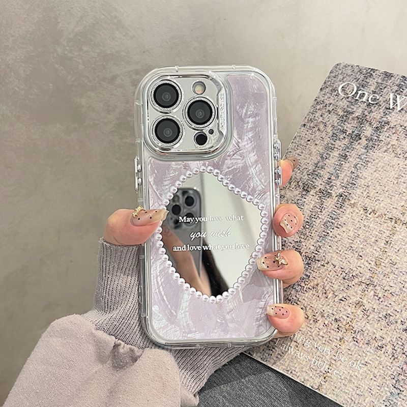 Pearl Mirrored Phone Case Faux