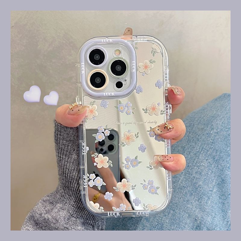 Case Phone Floral Mirrored