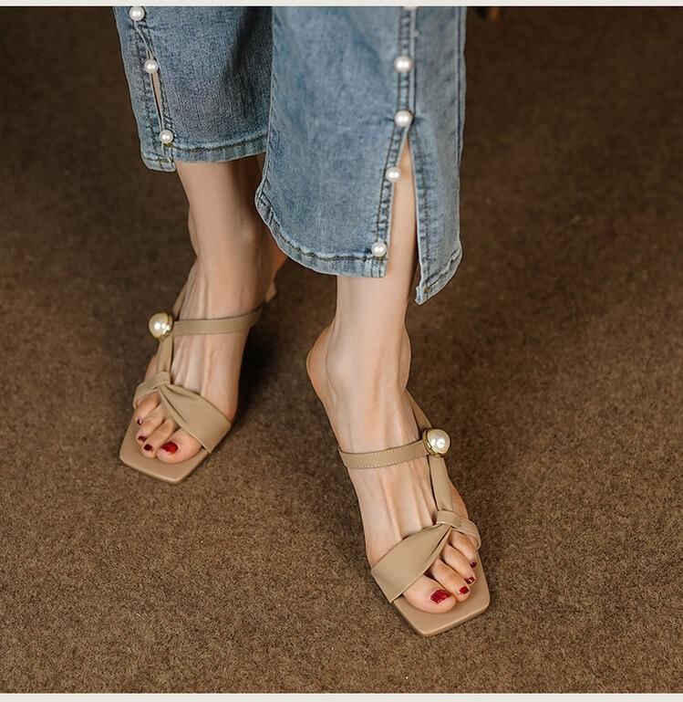 Waist Plain High Slide Sandals