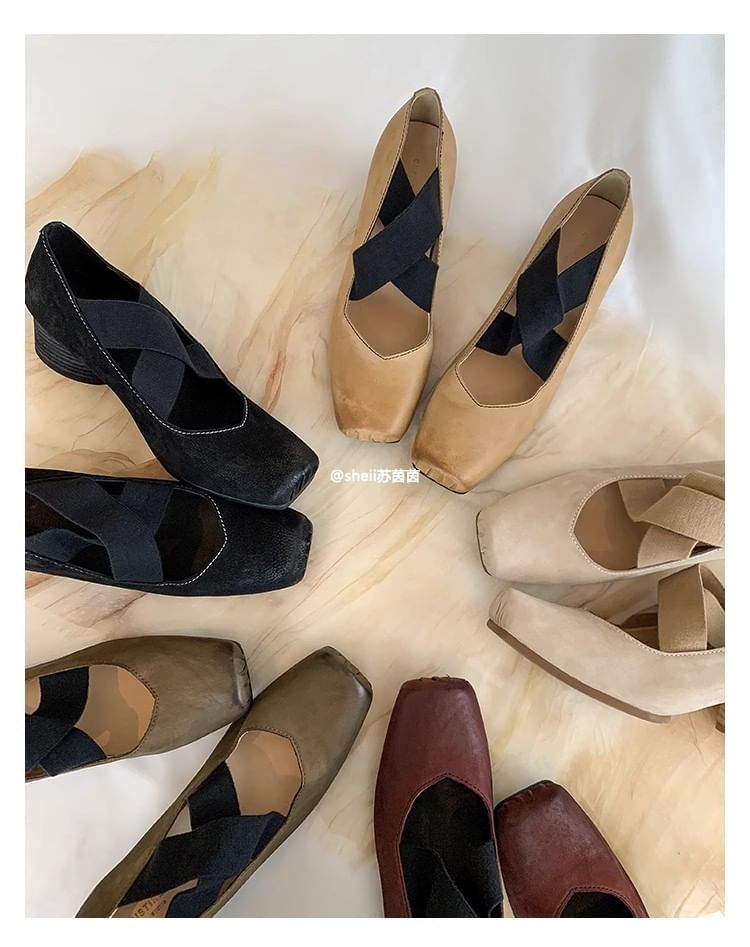 Block Heel Designs) (Various Genuine Pumps Leather