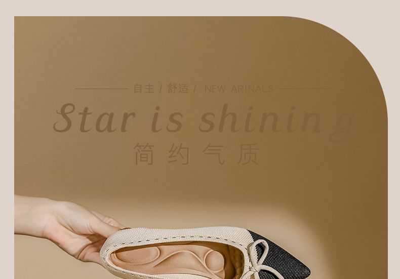 Pointed Heel Fabric Bow Block Pumps