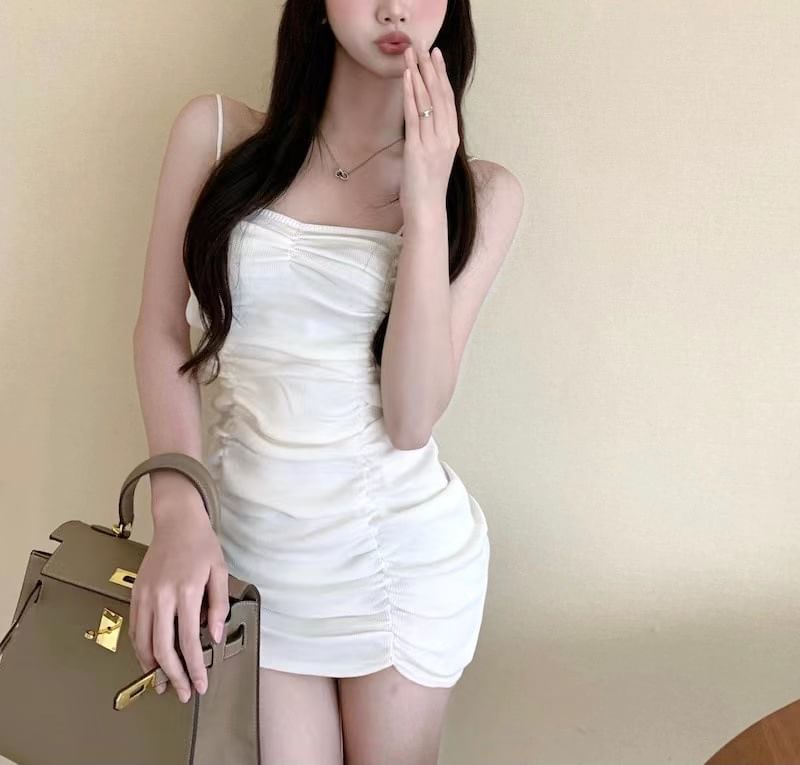 Dress Strap Plain Mini Bodycon Spaghetti