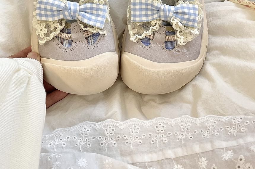 Bow Lace Trim Mary Jane Shoes