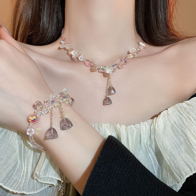 Faux Dangle Earring Choker / Bracelet Crystal