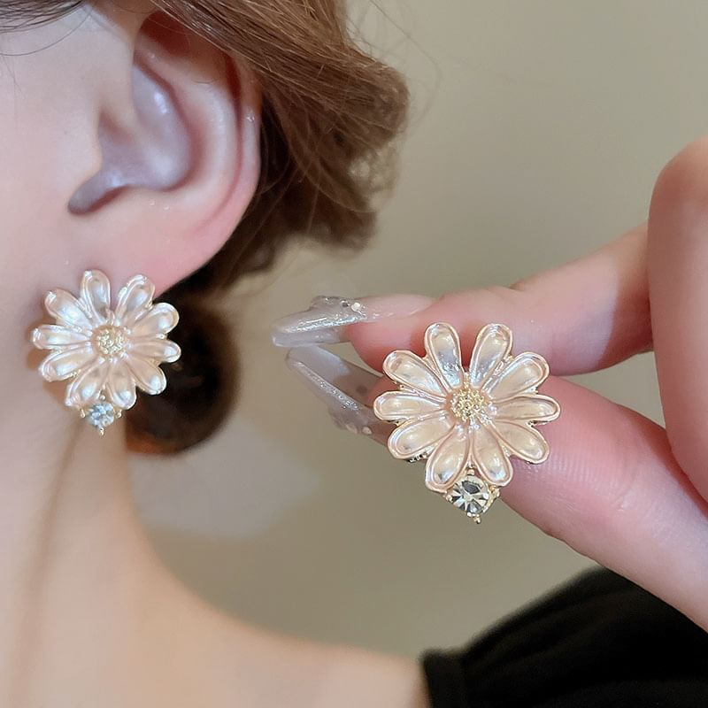 Stud Floral Earring Choker Alloy / Rhinestone