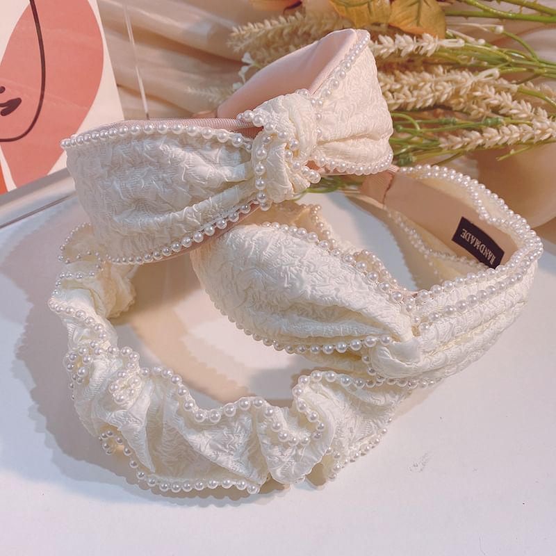 Band Barrette Head Pearl Faux /