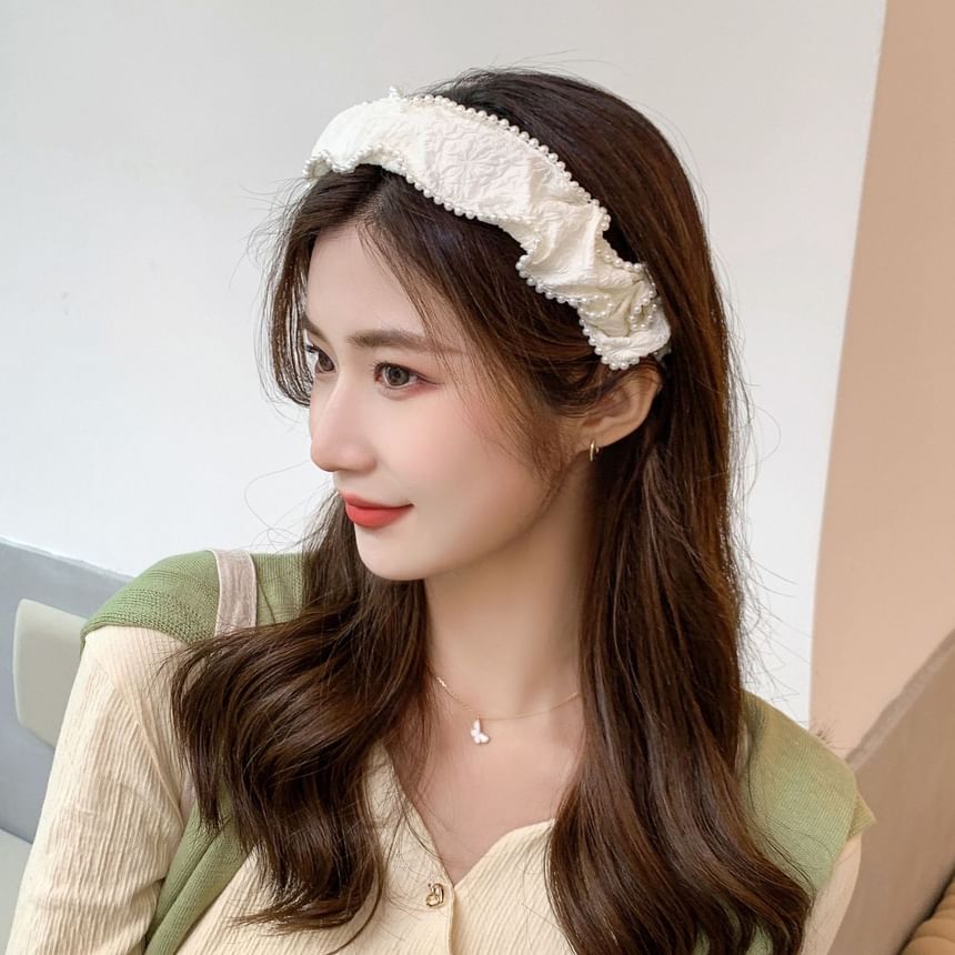 Band Barrette Head Pearl Faux /