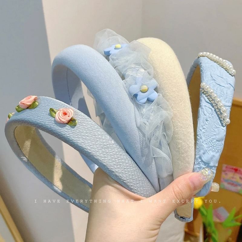 Band Designs) (Various Pearl Faux Flower Hair