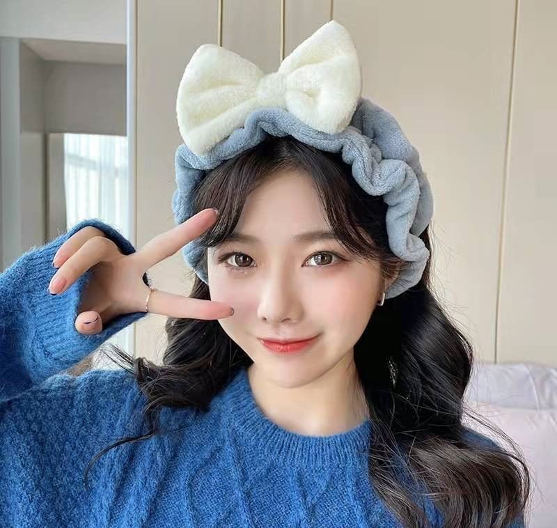 Bow Wash Face Headband Ruffle