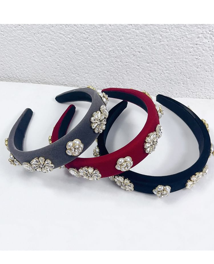 Flower Hair Gemstones Band Rhinestone