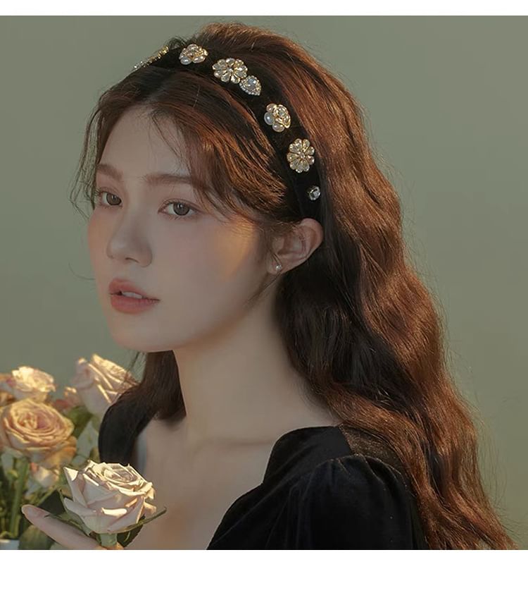 Flower Hair Gemstones Band Rhinestone