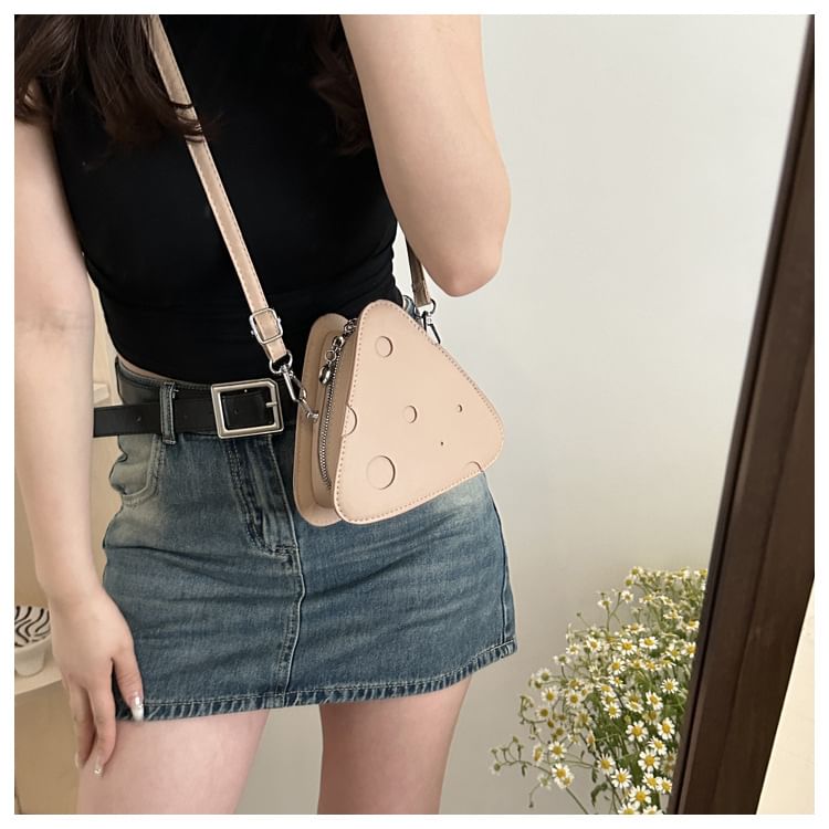 Cheese Faux Leather Crossbody Bag