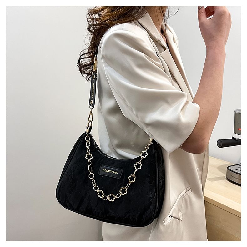 Chain Strap Applique Shoulder Bag