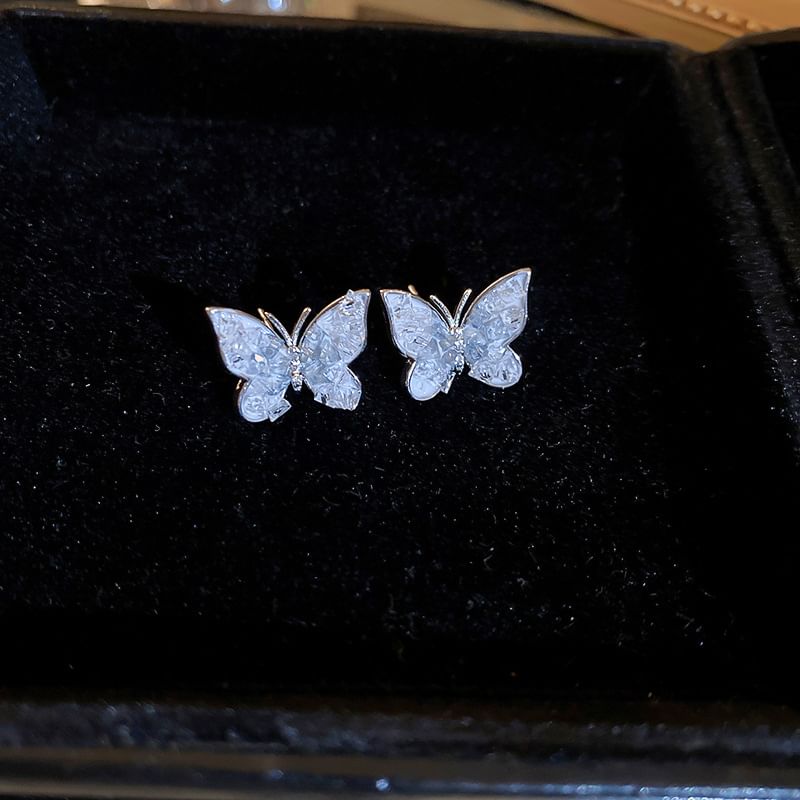 Earring Floral Pearl Designs) Alloy / (Various Crystal Faux Butterfly