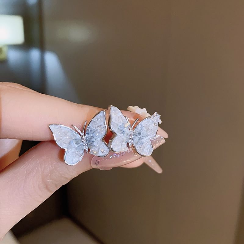 Earring Floral Pearl Designs) Alloy / (Various Crystal Faux Butterfly