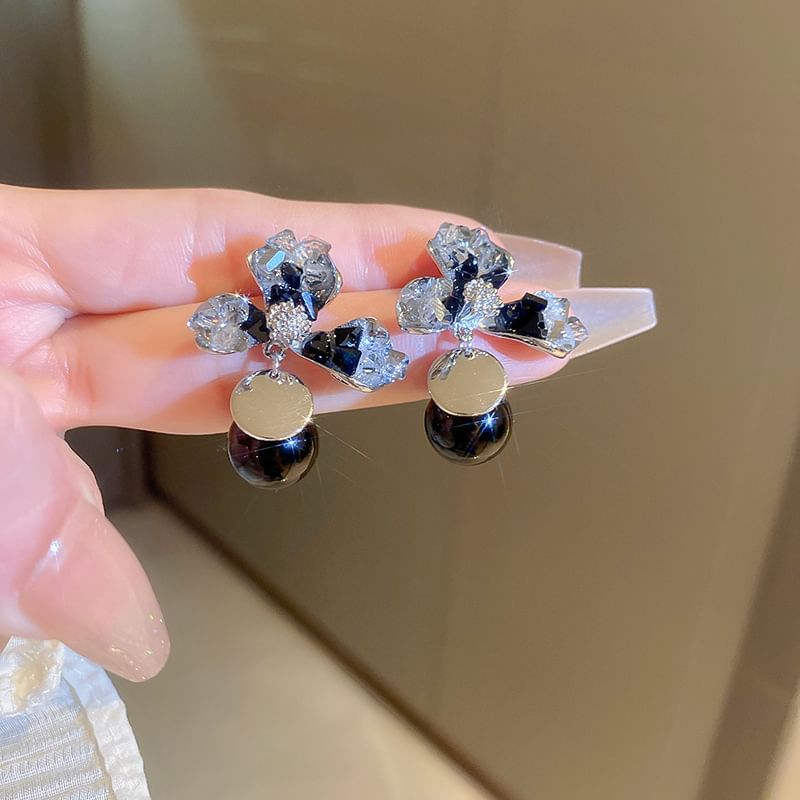 Earring Floral Pearl Designs) Alloy / (Various Crystal Faux Butterfly