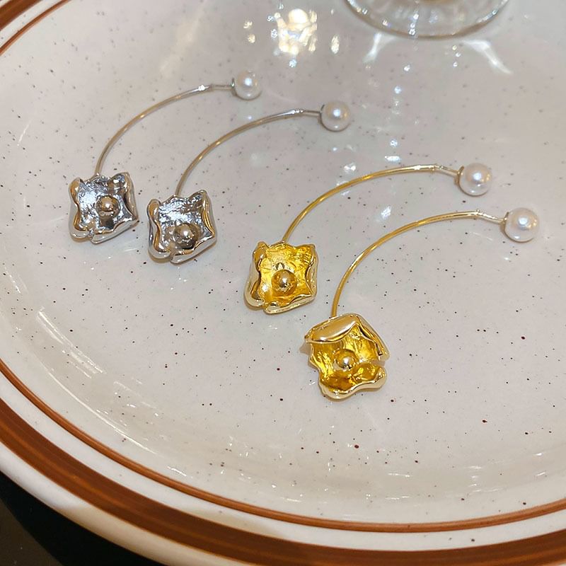 Dangle Alloy Faux Pearl Floral Earring